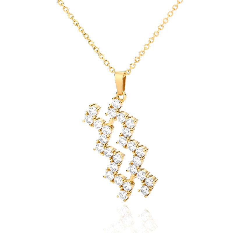 Aquarius Crystal Studded Necklace zodiac jewelry for her birthday outfit