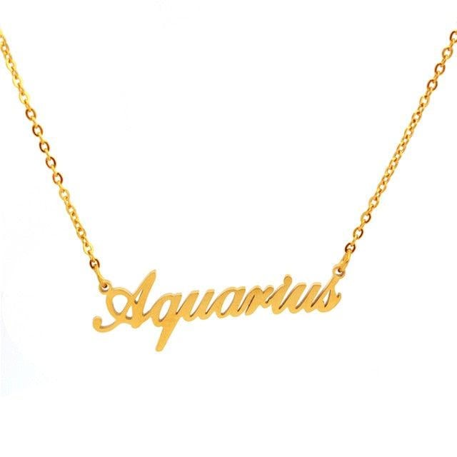 Aquarius Cursive Necklace zodiac jewelry for her birthday outfit