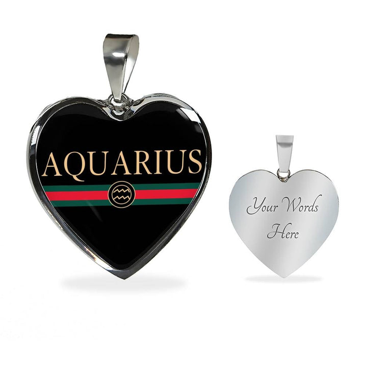 Aquarius G-Girl Heart Necklace zodiac jewelry for her birthday outfit