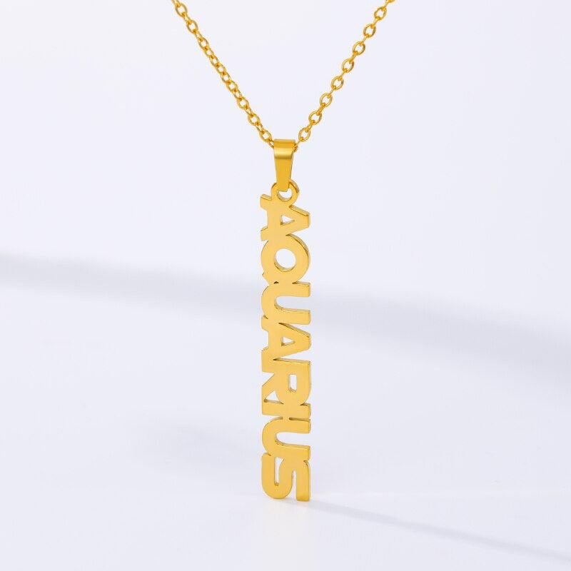 Aquarius Name Necklace zodiac jewelry for her birthday outfit