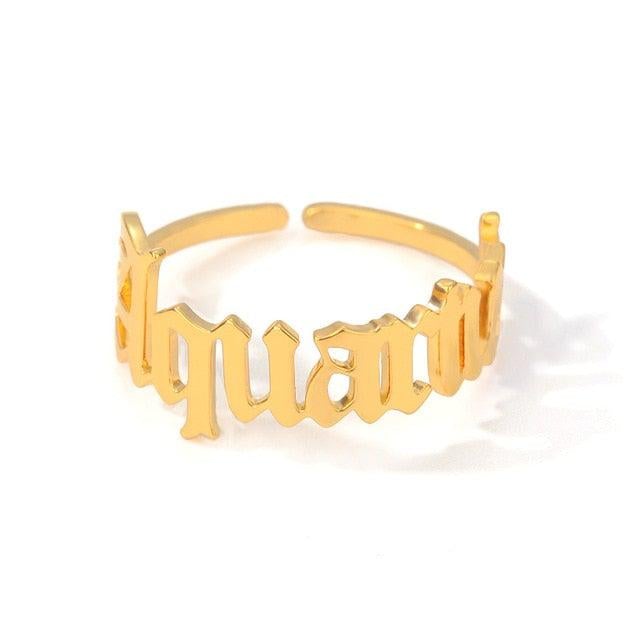 Aquarius Old English Ring zodiac jewelry for her birthday outfit