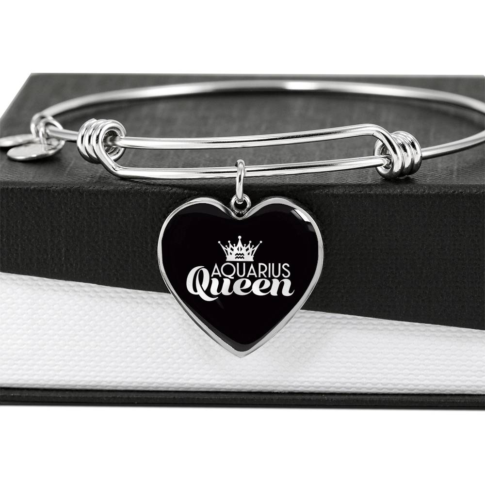 Aquarius Queen Heart Bangle zodiac jewelry for her birthday outfit