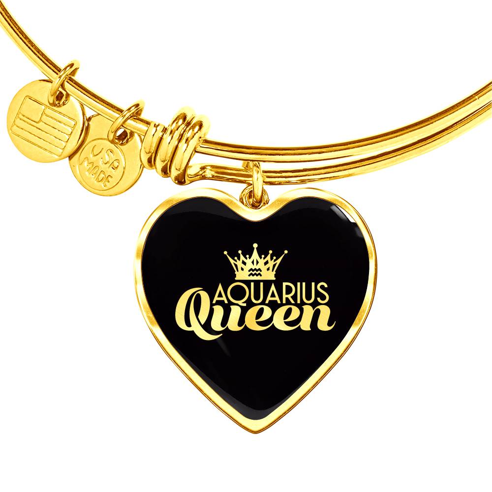 Aquarius Queen Heart Bangle zodiac jewelry for her birthday outfit