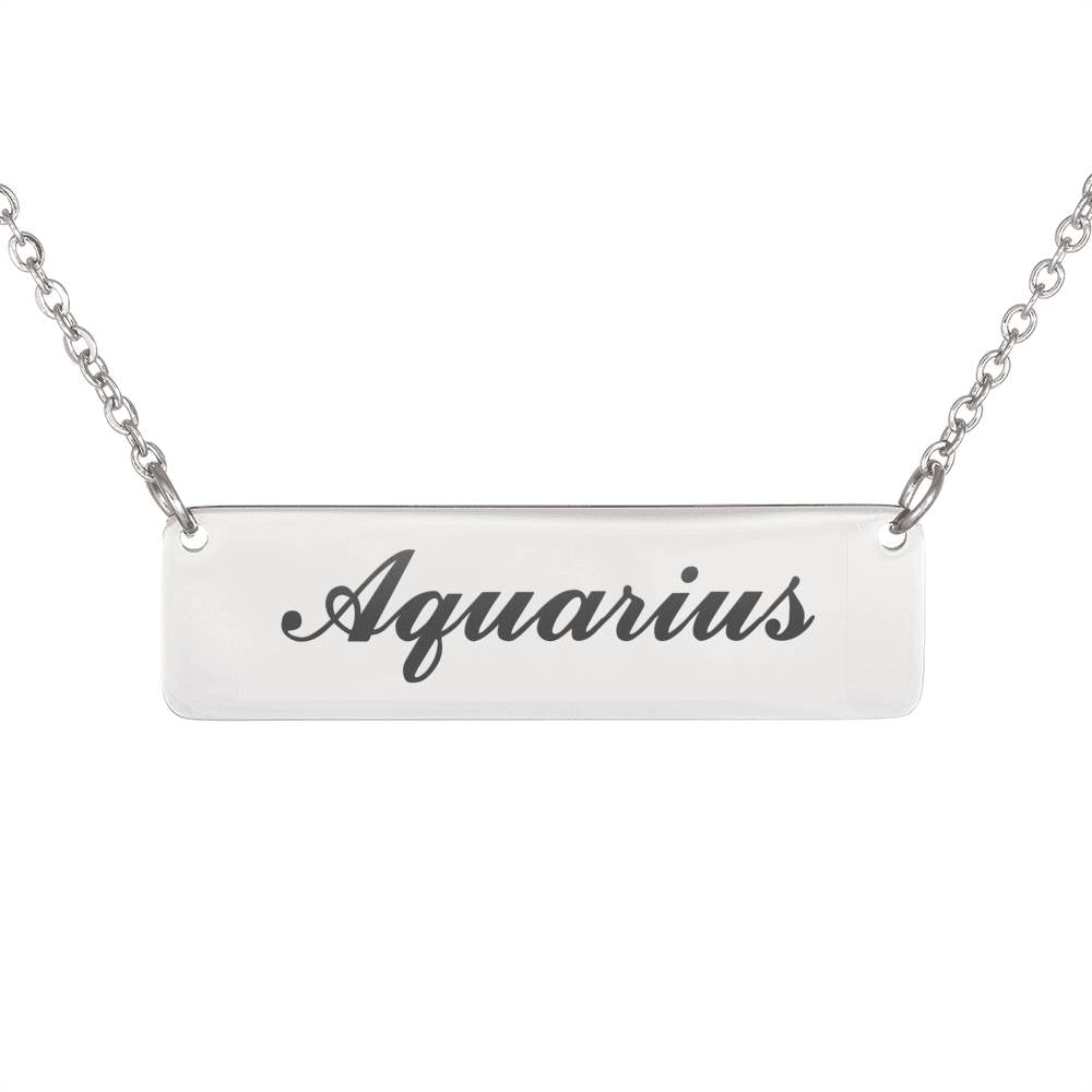 Aquarius Script Nameplate Necklace zodiac jewelry for her birthday outfit