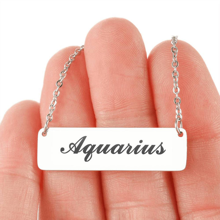 Aquarius Script Nameplate Necklace zodiac jewelry for her birthday outfit