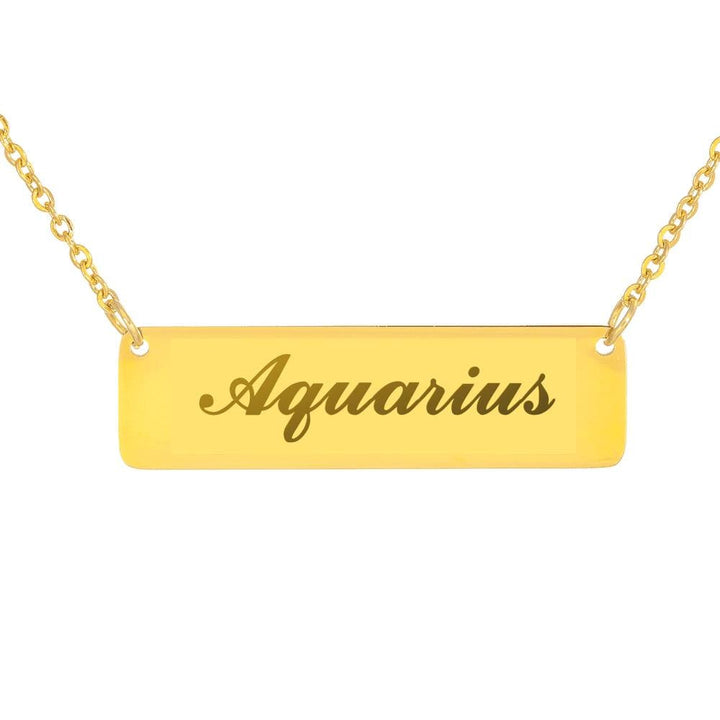 Aquarius Script Nameplate Necklace zodiac jewelry for her birthday outfit