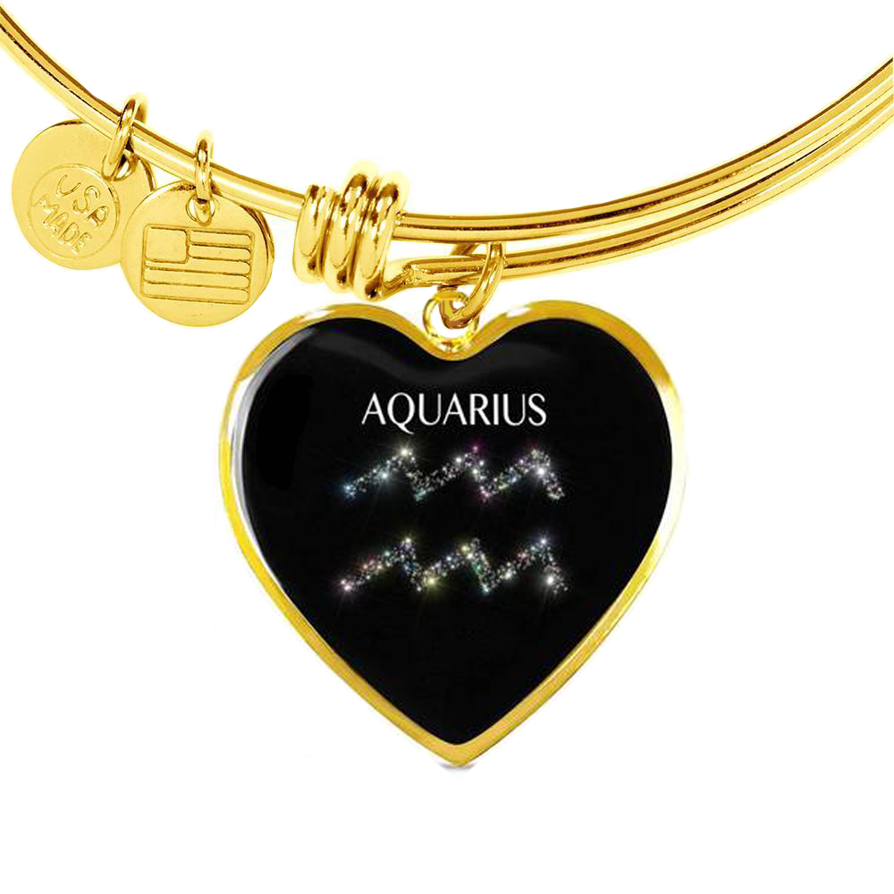 Aquarius Stars Heart Bangle zodiac jewelry for her birthday outfit