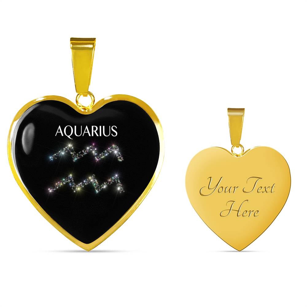 Aquarius Stars Heart Pendant Necklace zodiac jewelry for her birthday outfit