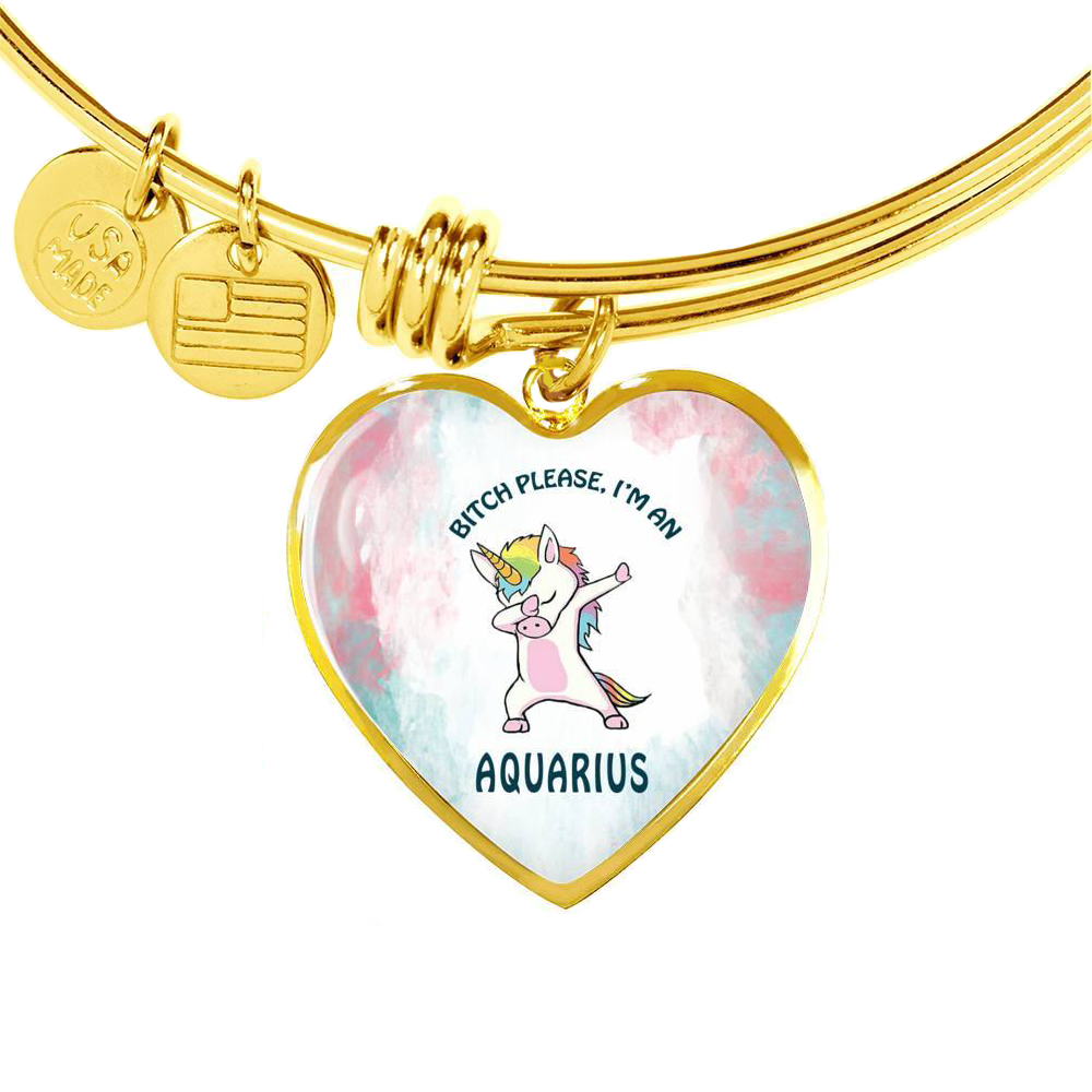 Aquarius Unicorn Heart Bangle zodiac jewelry for her birthday outfit