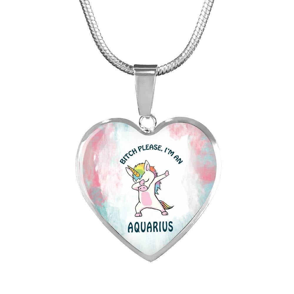 Aquarius Unicorn Heart Necklace zodiac jewelry for her birthday outfit