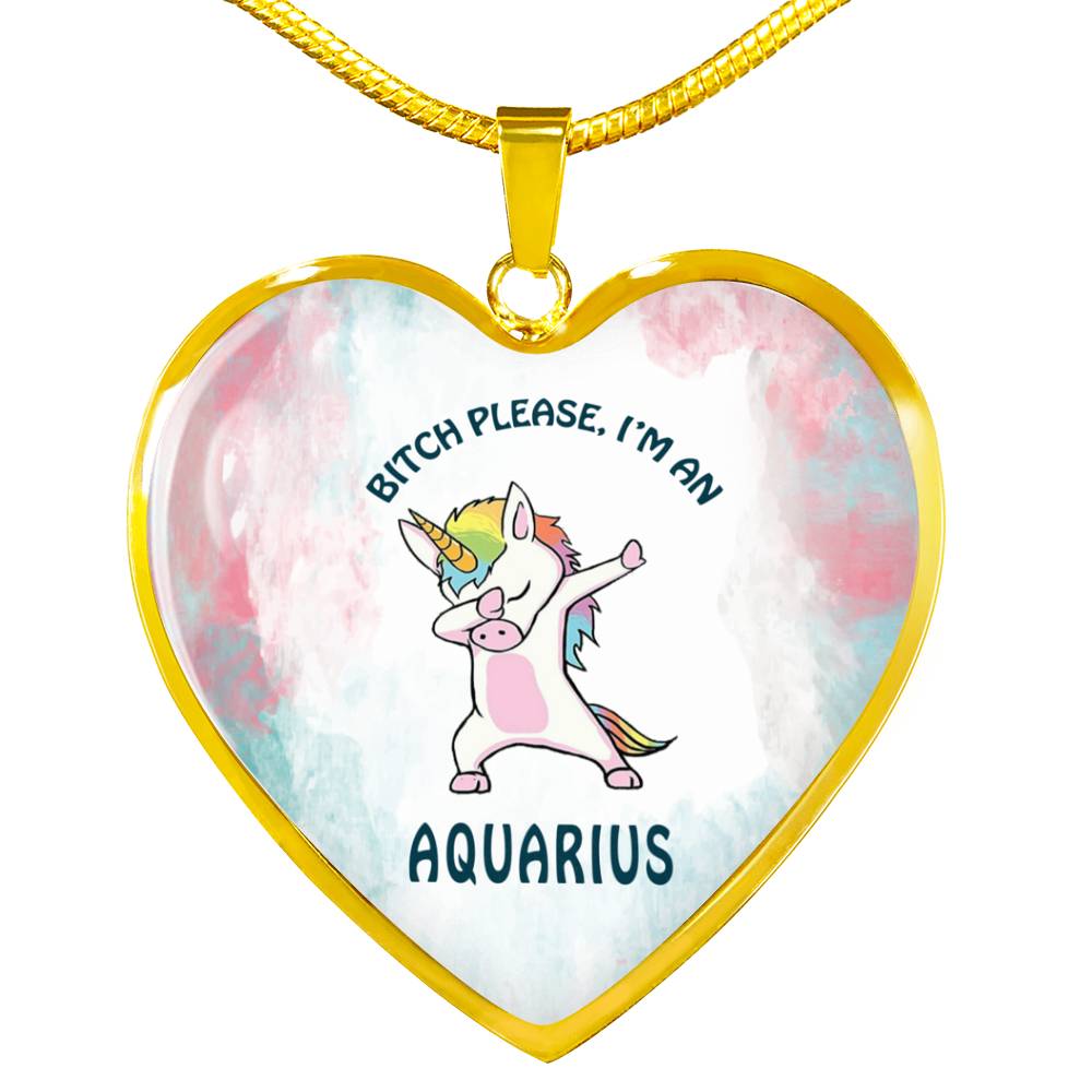 Aquarius Unicorn Heart Necklace zodiac jewelry for her birthday outfit