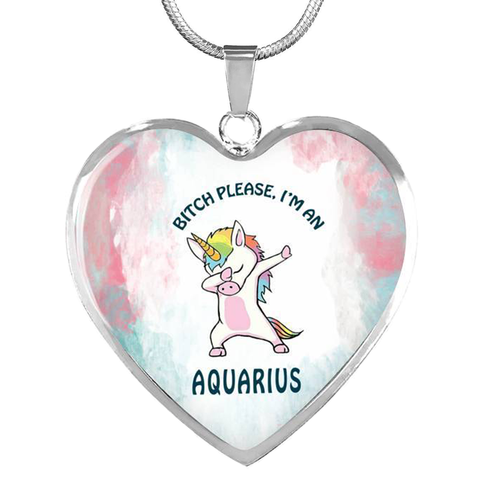 Aquarius Unicorn Heart Necklace zodiac jewelry for her birthday outfit