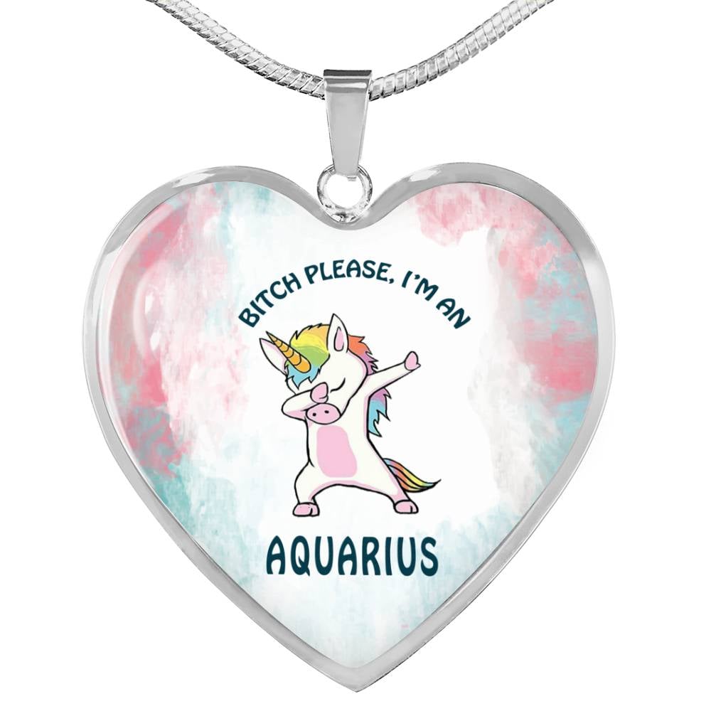 Aquarius Unicorn Heart Necklace zodiac jewelry for her birthday outfit