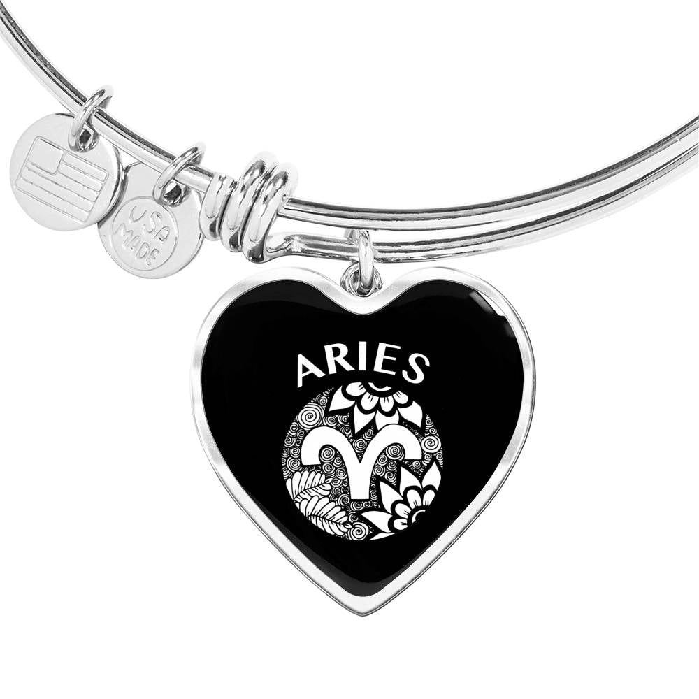 Aries Circle Heart Bangle zodiac jewelry for her birthday outfit