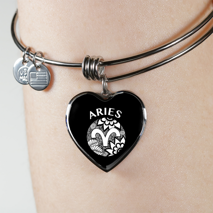 Aries Circle Heart Bangle zodiac jewelry for her birthday outfit
