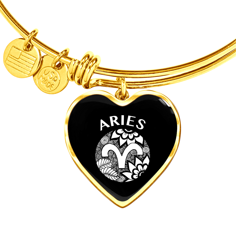 Aries Circle Heart Bangle zodiac jewelry for her birthday outfit