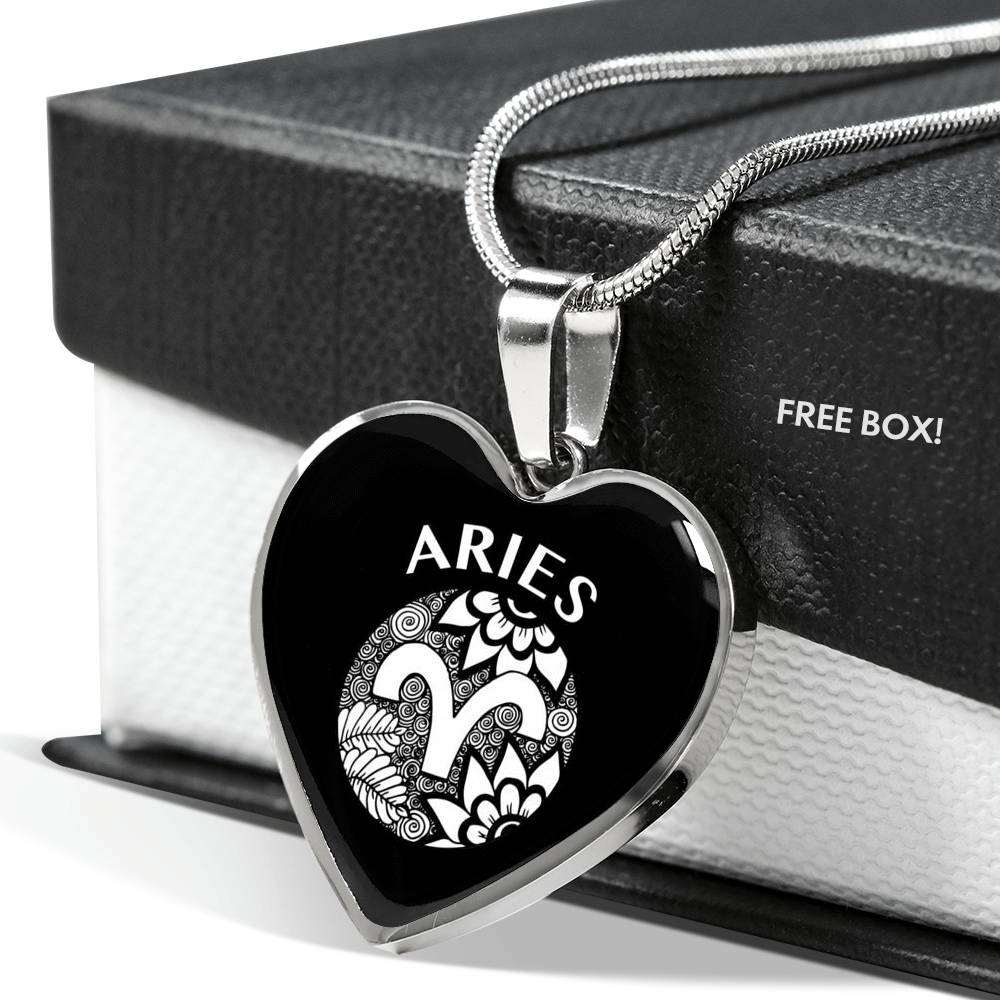 Aries Circle Heart Necklace zodiac jewelry for her birthday outfit