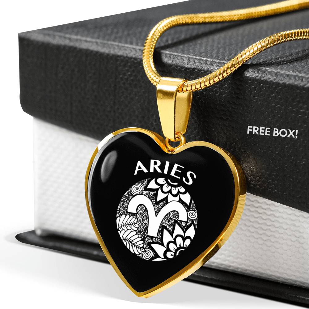 Aries Circle Heart Necklace zodiac jewelry for her birthday outfit