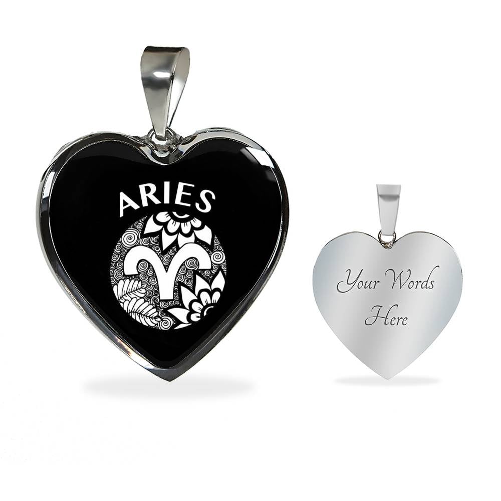Aries Circle Heart Necklace zodiac jewelry for her birthday outfit