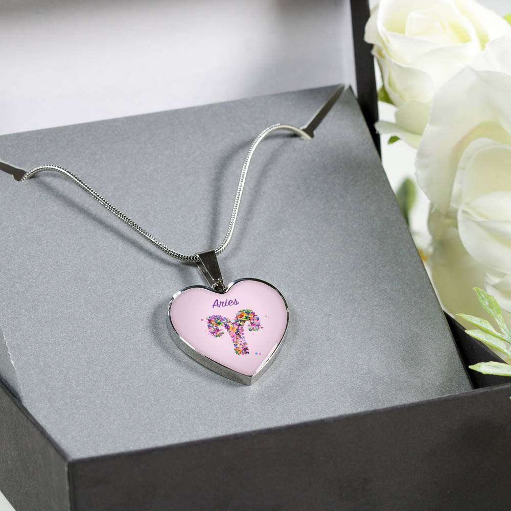 Aries Floral Heart Necklace zodiac jewelry for her birthday outfit