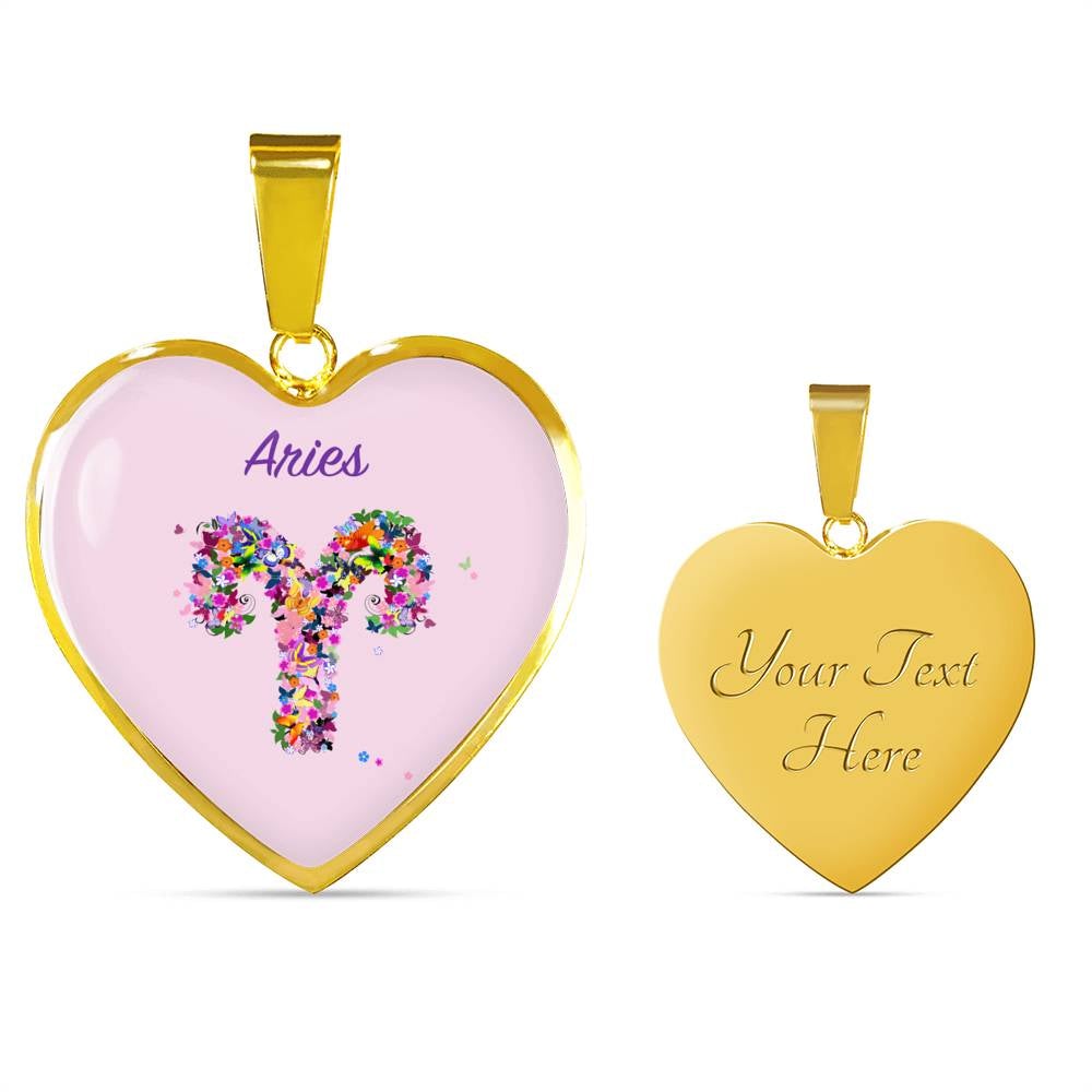 Aries Floral Heart Necklace zodiac jewelry for her birthday outfit