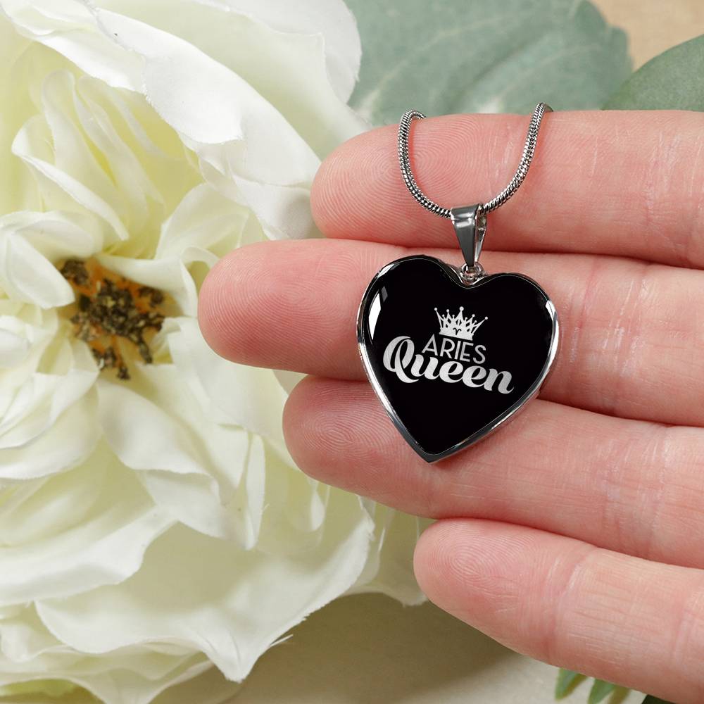 Aries Queen Heart Necklace zodiac jewelry for her birthday outfit
