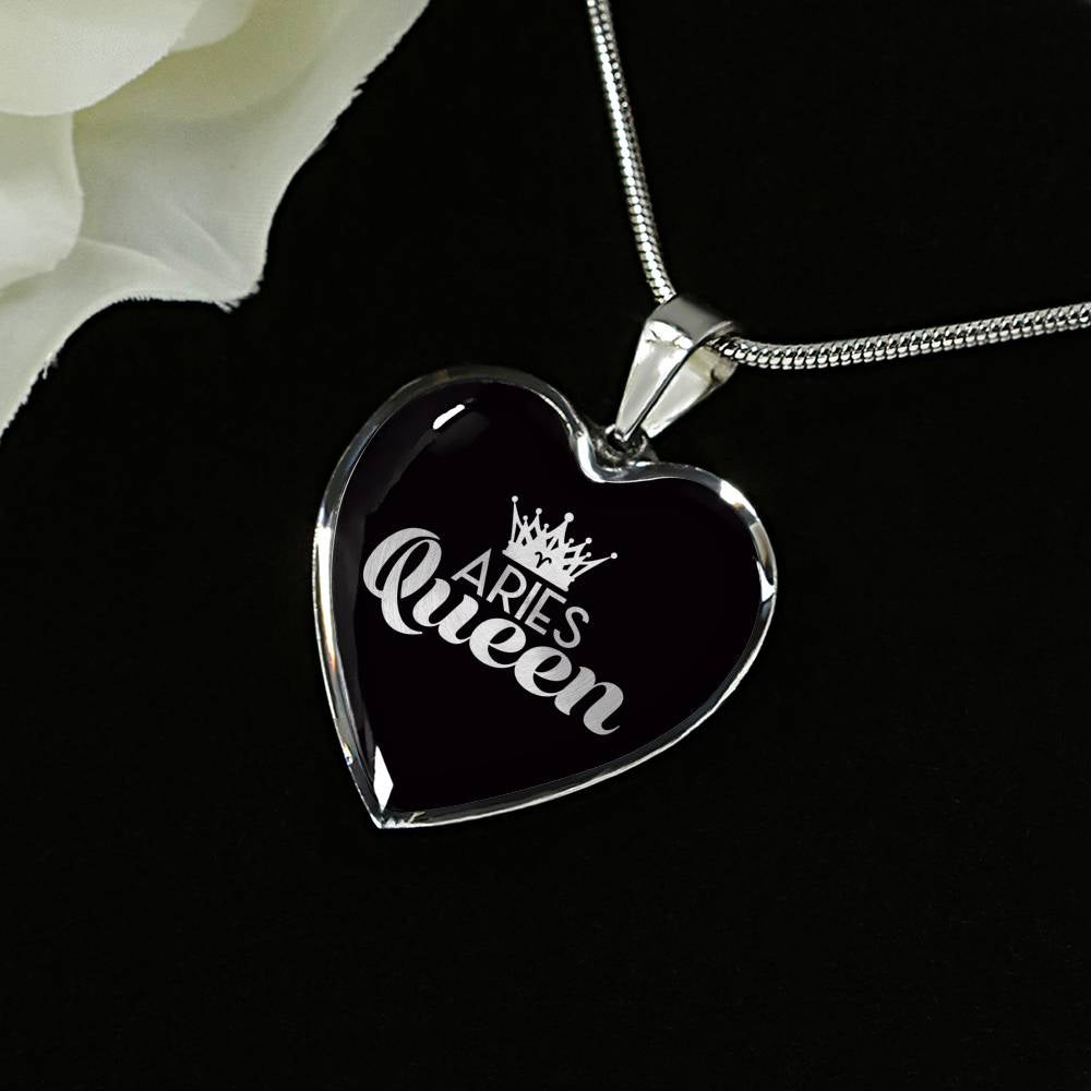 Aries Queen Heart Necklace zodiac jewelry for her birthday outfit
