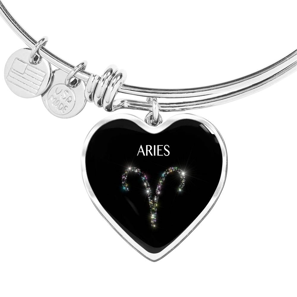 Aries Stars Heart Bangle zodiac jewelry for her birthday outfit