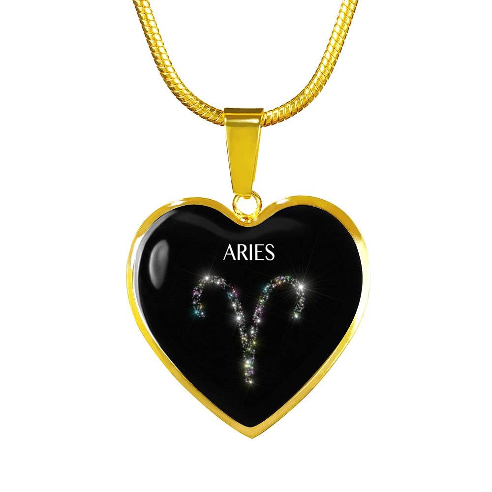 Aries Stars Heart Necklace zodiac jewelry for her birthday outfit