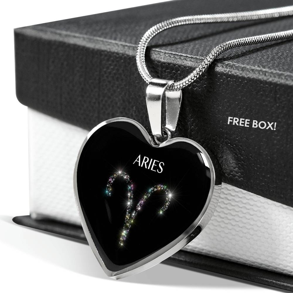 Aries Stars Heart Necklace zodiac jewelry for her birthday outfit