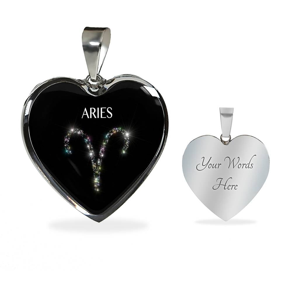Aries Stars Heart Necklace zodiac jewelry for her birthday outfit