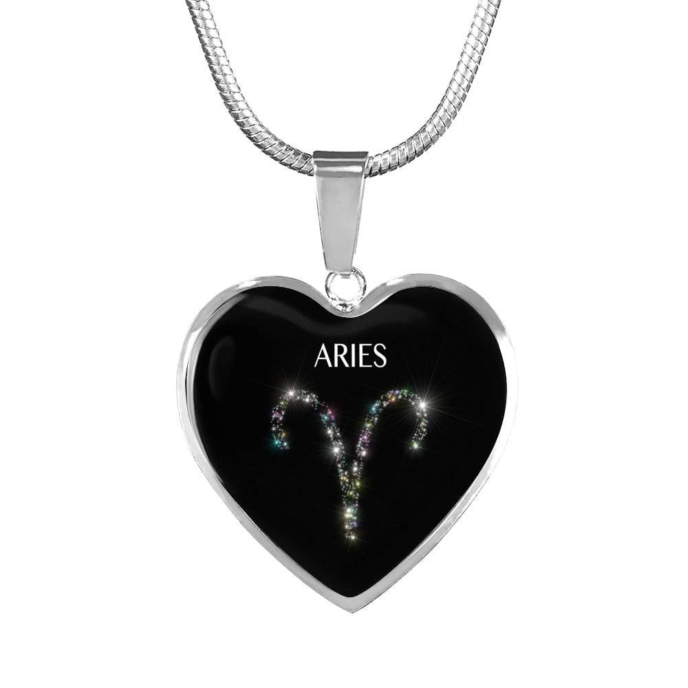 Aries Stars Heart Necklace zodiac jewelry for her birthday outfit