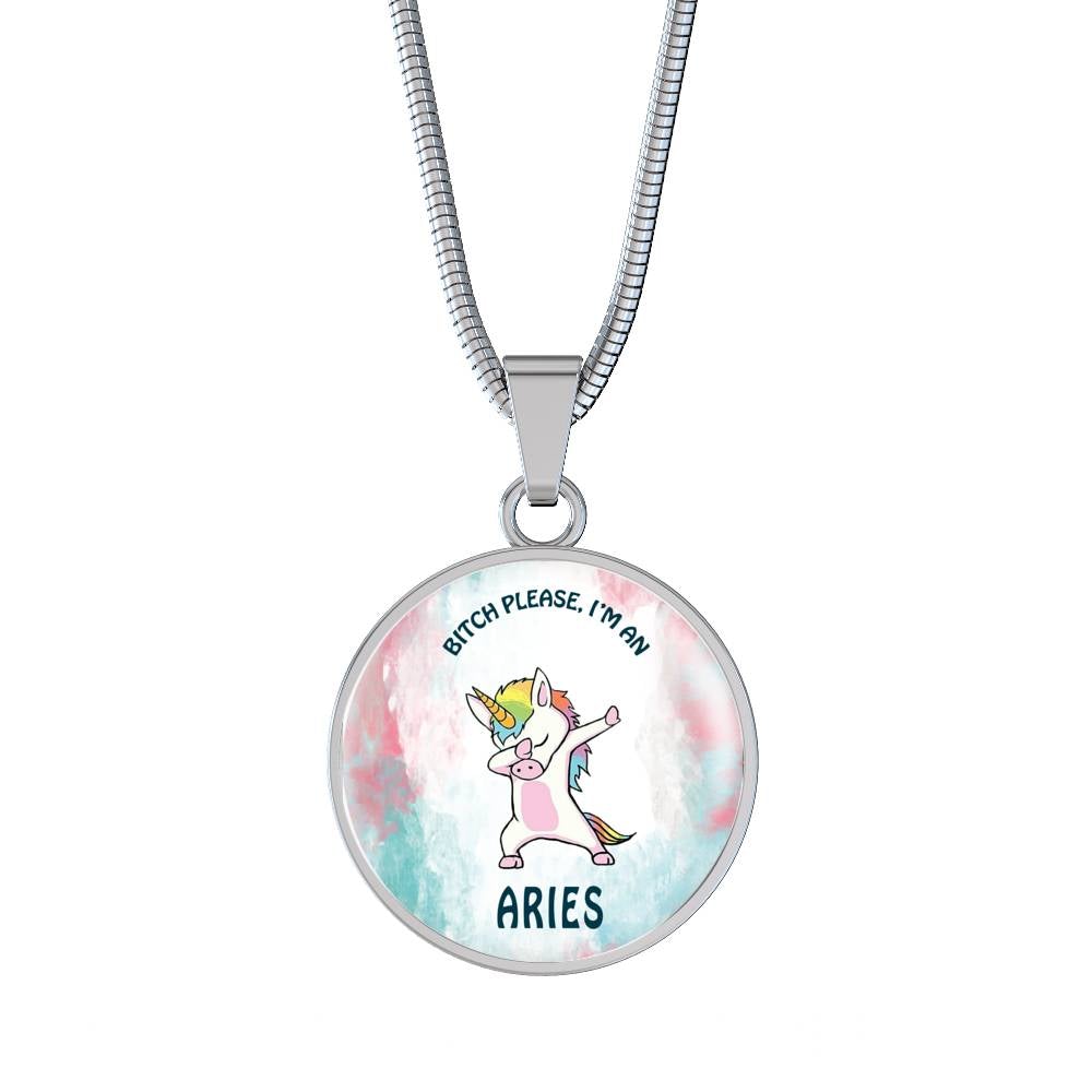 Aries Unicorn Circle Necklace zodiac jewelry for her birthday outfit