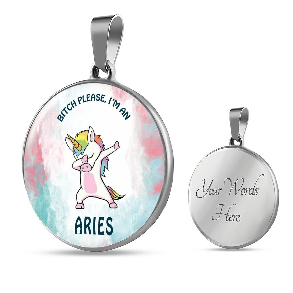 Aries Unicorn Circle Necklace zodiac jewelry for her birthday outfit
