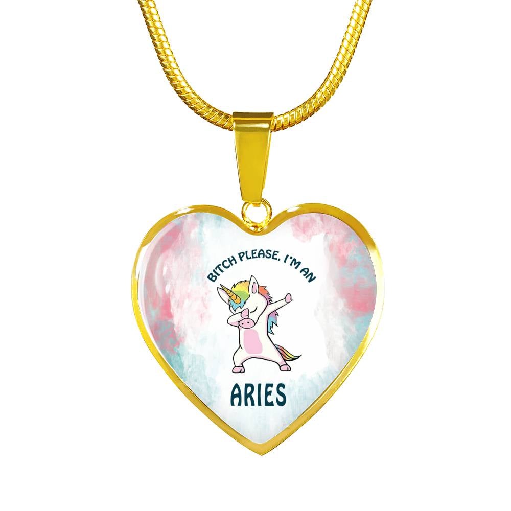 Aries Unicorn Heart Necklace zodiac jewelry for her birthday outfit