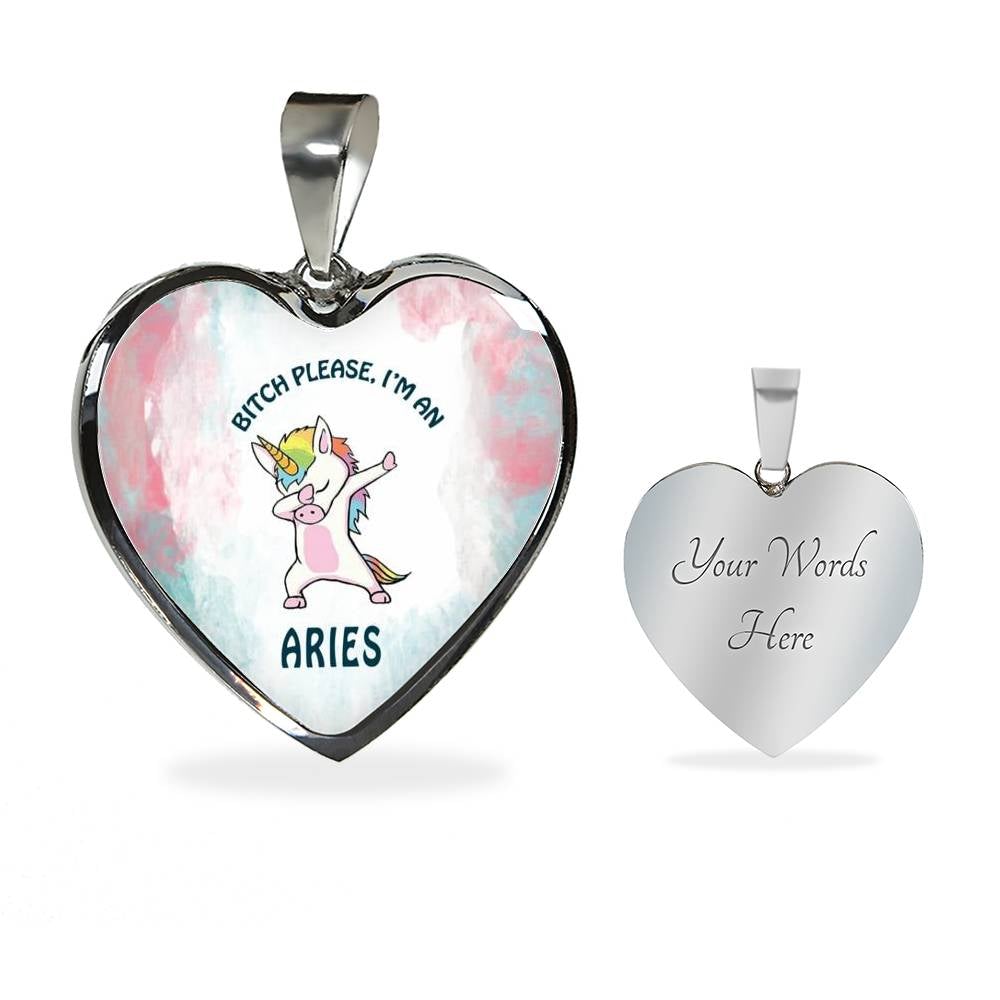 Aries Unicorn Heart Necklace zodiac jewelry for her birthday outfit