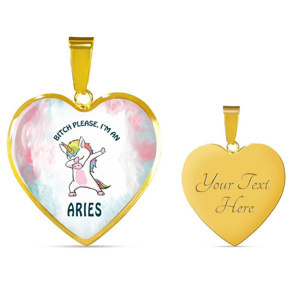 Aries Unicorn Heart Necklace zodiac jewelry for her birthday outfit