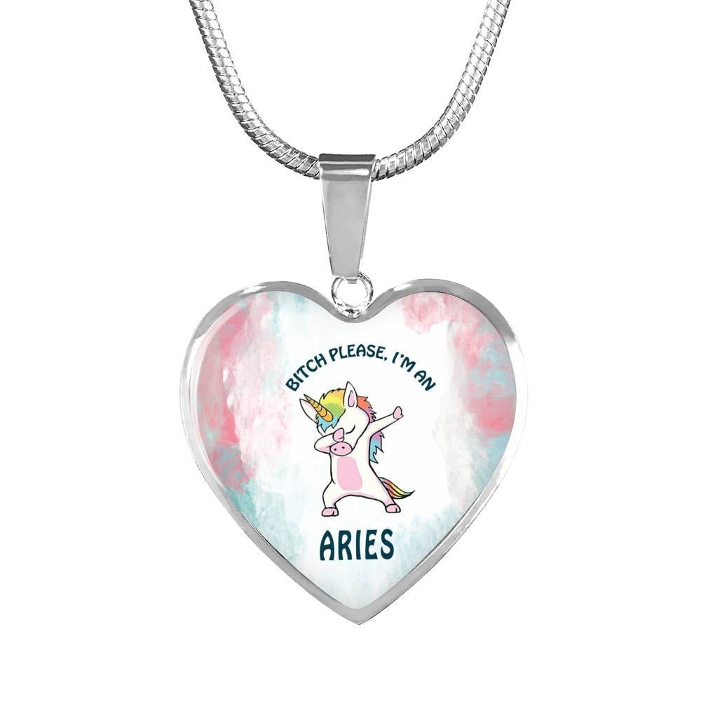 Aries Unicorn Heart Necklace zodiac jewelry for her birthday outfit