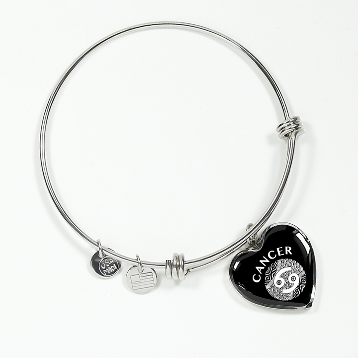 Cancer Circle Heart Bangle zodiac jewelry for her birthday outfit