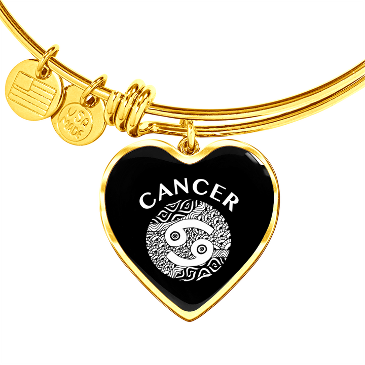 Cancer Circle Heart Bangle zodiac jewelry for her birthday outfit