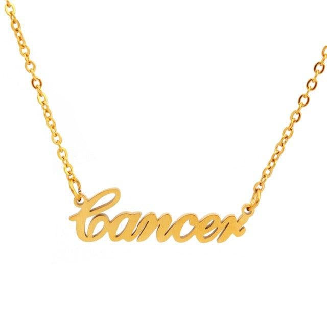 Cancer Cursive Necklace zodiac jewelry for her birthday outfit