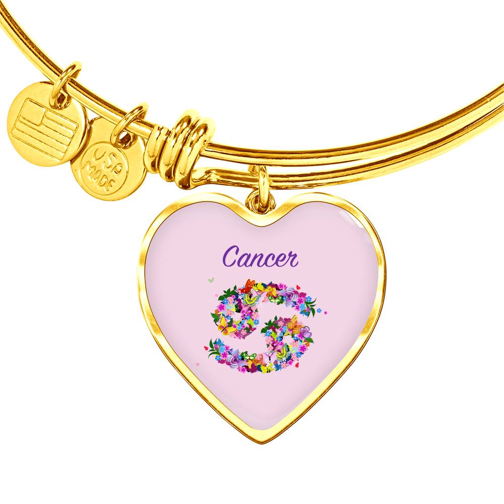 Cancer Floral Heart Bangle zodiac jewelry for her birthday outfit