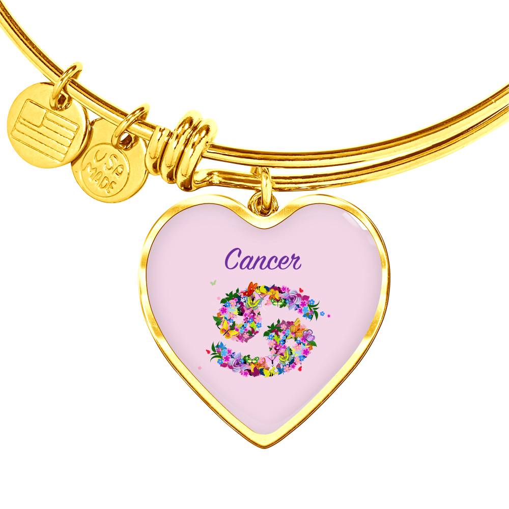 Cancer Floral Heart Bangle zodiac jewelry for her birthday outfit