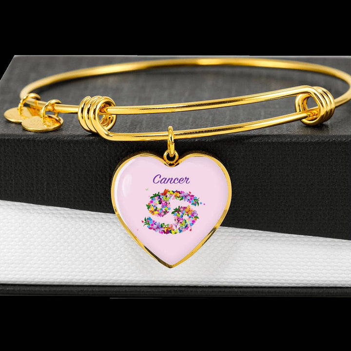 Cancer Floral Heart Bangle zodiac jewelry for her birthday outfit
