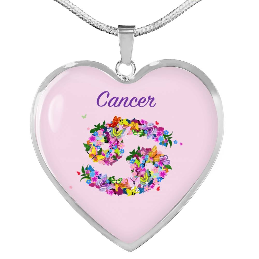 Cancer Floral Heart Necklace zodiac jewelry for her birthday outfit
