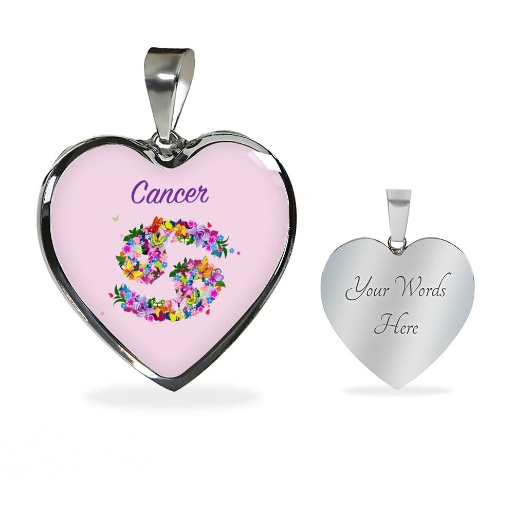 Cancer Floral Heart Necklace zodiac jewelry for her birthday outfit