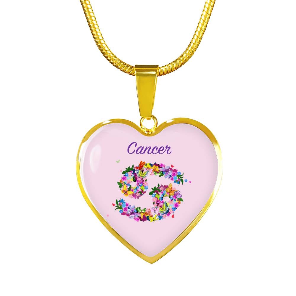 Cancer Floral Heart Necklace zodiac jewelry for her birthday outfit