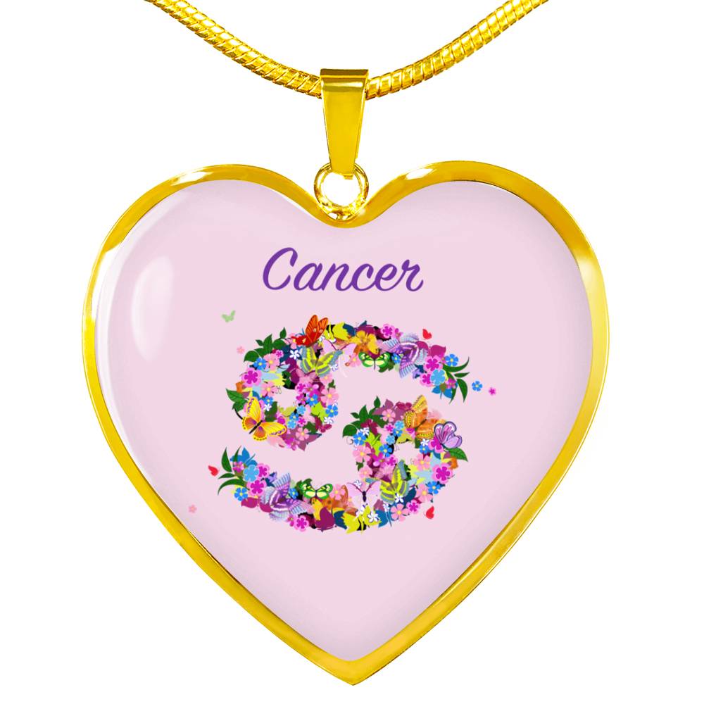 Cancer Floral Heart Necklace zodiac jewelry for her birthday outfit