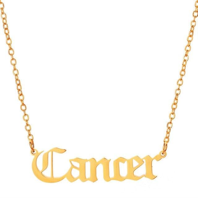 Cancer Old English Necklace zodiac jewelry for her birthday outfit