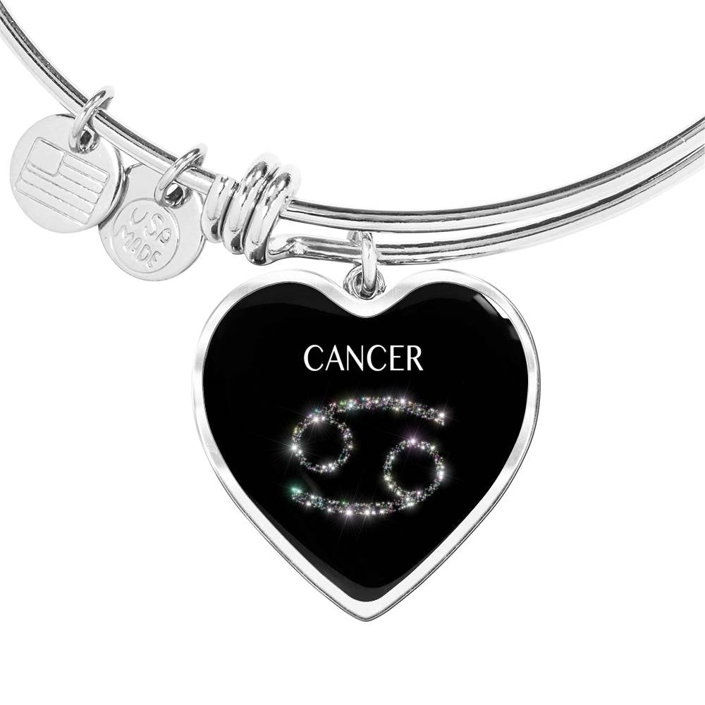 Cancer Stars Heart Bangle zodiac jewelry for her birthday outfit